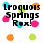 Pixelated text and colored circles on white background; black text reads 'Iroquois Springs Rox' left, 'G-8 Rules Ballin 30dys Peri' right.