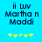 Pixelated blue background with dark text reading 'ii Luv Martha n Maddi' and five yellow-green star icons below, two versions showing animation changes in the middle star's color.