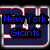 four buddy icons featuring the New York Giants logo with text overlays in blue, green, and red