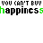 Animated text-based icon featuring repeated phrases 'YOU CAN'T BUY' and 'happiness', with 'icecream' appearing in cyan, all rendered in pixelated font on white background.