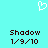 A static pixel art icon with a cyan background, featuring a white heart outline at the top and two identical text blocks below.