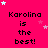 A bright pink background displays repeated text "Karolina is the best!" with scattered white and pink stars.