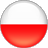 Static circular icon with horizontal white and red stripes resembling the Polish flag, displayed on a gray background.