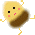Two pixelated yellow figures with brown lower halves, pink cheeks, and black eyes face each other with a yellow connector between them.