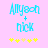 Pixelated blue text 'Allyson + Nick' on pink background with yellow star symbols below, showing animation change in star positions.