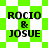 Four identical pixelated text displays reading "ROCIO & JOSUE" on green and white checkered backgrounds with varying patterns.