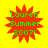 Four identical red starburst shapes on a yellow background with green text reading 'Lauren Summer 2007!' inside each starburst.