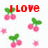 Red text and cherry graphics on white background with pink flower accents, some elements partially obscured by gray overlay.