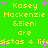 Green background with yellow pixelated text reading 'Kasey Mackenzie & Eleni are sistas 4 life' and pink plus signs scattered throughout.