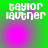 Green background with white text 'taylor lautner' and a pink glowing effect that changes size and position