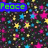 Colorful starry background with blue text boxes containing 'Peace', 'Love', and 'Understanding' in green lettering.