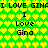 Green background with yellow heart pattern and black text reading "I LOVE GINAI" repeated across the image.