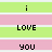 A static pixel art image with horizontal stripes of light green and pink displaying the text 'i LOVE you' in black block letters.