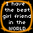 Four identical square with orange borders display white pixelated text on black backgrounds, each reading "I have the best girl friend in the world"