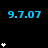 Blue '9.7.07' text and white star icons on black background with gray corner, animated to change star counts.