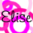 Pixelated pink and white animated icon with the name 'Elise' in black text, featuring a repeating pattern of stylized shapes.