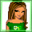 Pixelated image of a female character with long brown hair wearing a green off-shoulder top and blue jeans, with text below reading "Dont Mess With ME!".