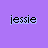 Pixelated text 'jessie' appears twice on a purple background with a light blue outline, and a partial pixelated shape below.