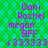 Green background with light blue diamond pattern, repeated text in purple and pink: 'Doni Rachel megon BFF +33333' arranged vertically.