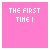 Pink background with white text and star animations forming phrases about a first kiss.