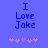 Blue background with pixelated text "I Love Jake" and five pink heart symbols below, showing animation where hearts shift position.