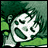 A pixelated 48x48 animated buddy icon featuring a green and white abstract shape on the left, with "Anime IM" text in silver pixel art on black background to the right.