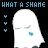 identical white ghost icons with closed eyes and blue mouth, set against a black background with repeated 'WHAT A SHANE' text in cyan