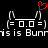 Pixelated icon with two identical cartoon faces, each featuring a red heart symbol above the head and repeated text below.