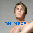 Pixelated image of a shirtless person with light brown hair against gray background, featuring blue pixel-art text overlays.