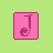 Pixel art animation of pink letter spelling 'JULIE' with a green highlight moving across each , set against light green background with small pink flowers
