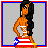 Pixel art contact sheet of a Puerto Rican-themed animated buddy icon featuring character, text, and motion elements.