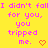 Yellow background with pink pixelated text reading "I didn't fall for you, you tripped me." and two orange heart symbols.