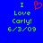 Blue background with green pixelated text reading "I Love Carly! 6/3/09" and a red pixelated heart symbol above the text.