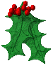 Green holly leaves with red berries in a of nine static images, each leaf shape differing slightly in orientation and berry placement