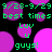 Pixelated green text and purple circles on black background with repeated phrases.