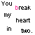 A 3x2 contact sheet of a pixel art animation showing text and heart symbols changing across frames, with some text in pink and black on white background.