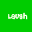 Four square display the word 'Laugh' in white pixelated text against solid green and orange backgrounds