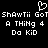 Pixelated white text on black background with a heart symbol above, repeating 'Shawii Got A Thing 4 Do Kid' in two
