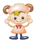 Two pixelated cartoon characters with pink hair buns, yellow bangs, and red bows stand against a gray background; one smiles with both hands raised while the other winks with one hand extended.