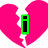 A static image with four pink broken hearts on a white background, each containing a colored letter forming the phrase "i hate u ü".