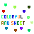 Pixelated icon set with scattered colored squares and text reading 'COLORFUL AND SHEET' in multicolored block letters on white background.