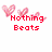 Pixelated pink hearts float above red pixel text reading 'Nothing Beats' on white background.