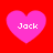 Four pink heart shapes on a red background, each containing the text "Jack" in white pixelated font.