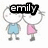 Two stick-figure characters in blue and pink clothing with changing text overlays and expressions across four