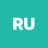 Pixelated white 'RU' text on solid teal background with slight transparency effect.