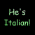 pixelated images showing a person in various poses with green text overlays like "He's Italian!" and "I Love You Frankie!!" on black backgrounds