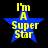 Four identical blue star icons with yellow text reading "I'm A Super Star" on black background, each showing slight pixel variation across frames.