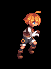 Pixel art character with orange hair and blue eyes running in a sequence of showing motion progression