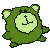 Two green pixelated creatures with light green faces and ears, each holding a black anchor symbol on their chest.