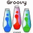 Animated contact sheet of a Groovy-themed buddy icon featuring three lava lamps in blue, red, and green with shifting liquid patterns across 10 frames.
